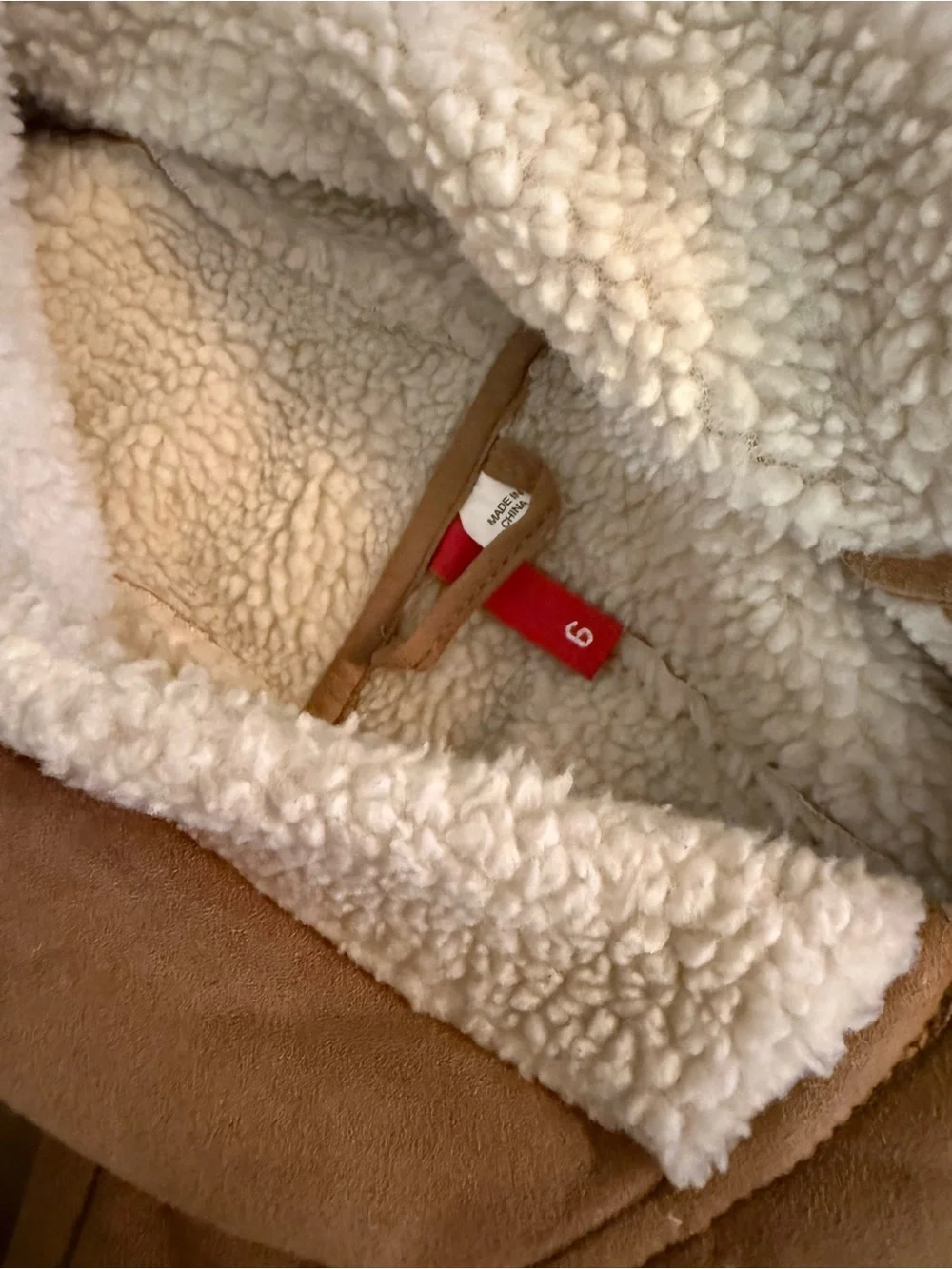 H & M Women's Hooded Shearling Trim Coat - Tan Size 6